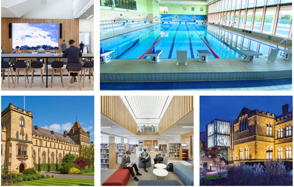 Students in technology enhanced classroom working on digital projects